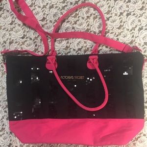 [Victoria’s Secret] black pink tote bag purse